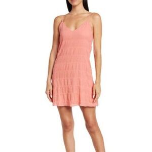 Socialite Coral Pink Textured Gauzy Cami‎ Mini Dress Size M